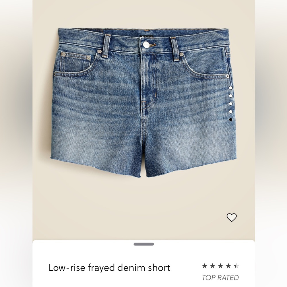 J. Crew Low Rise Frayed Denim Short